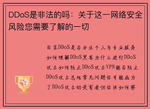 DDoS是非法的吗：关于这一网络安全风险您需要了解的一切