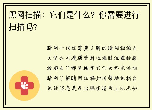 黑网扫描：它们是什么？你需要进行扫描吗？